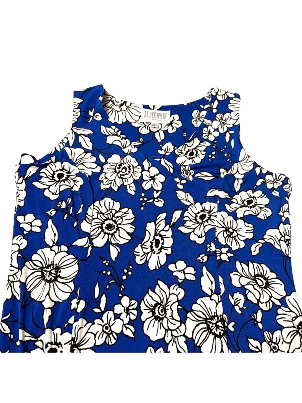 Julian Taylor Womens Blue & White Floral Dress With Ruffled Cardigan Size 16 - Picture 4 of 7